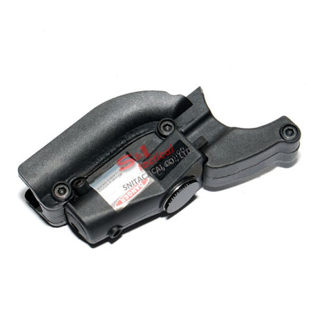 Red laser device for M92 pistol with lateral grooves